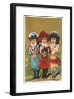 Three French Girls with Dolls-null-Framed Art Print