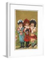 Three French Girls with Dolls-null-Framed Art Print