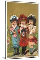 Three French Girls with Dolls-null-Mounted Art Print