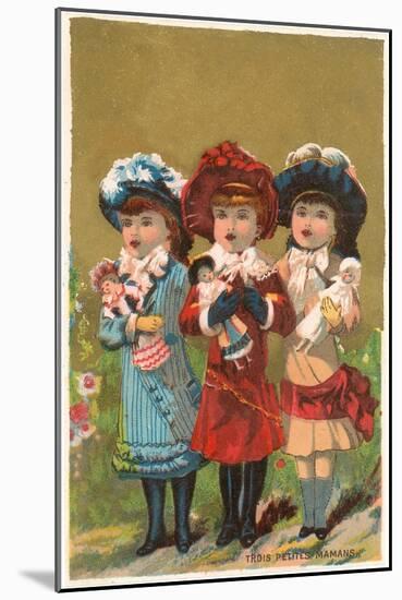 Three French Girls with Dolls-null-Mounted Art Print