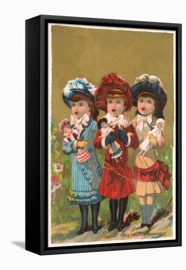 Three French Girls with Dolls-null-Framed Stretched Canvas