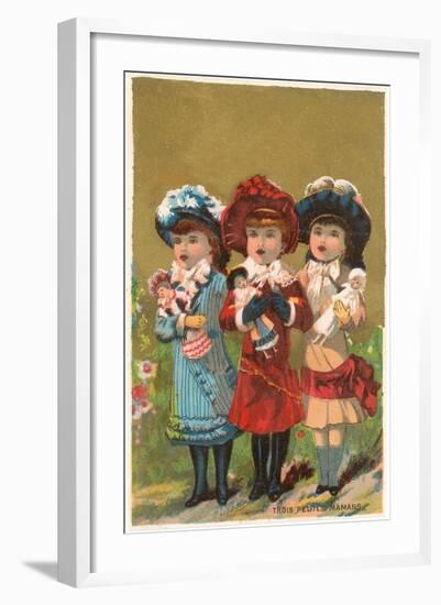 Three French Girls with Dolls-null-Framed Art Print