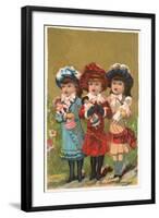 Three French Girls with Dolls-null-Framed Art Print