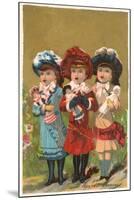 Three French Girls with Dolls-null-Mounted Art Print