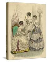 Three French Ladies in Crinolines-L Beclier-Stretched Canvas