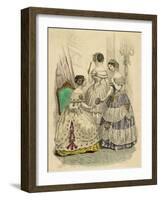 Three French Ladies in Crinolines-L Beclier-Framed Art Print