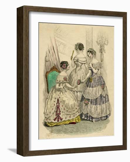 Three French Ladies in Crinolines-L Beclier-Framed Art Print