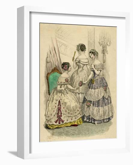 Three French Ladies in Crinolines-L Beclier-Framed Art Print