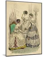 Three French Ladies in Crinolines-L Beclier-Mounted Art Print