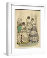 Three French Ladies in Crinolines-L Beclier-Framed Art Print