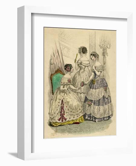 Three French Ladies in Crinolines-L Beclier-Framed Art Print