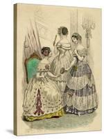 Three French Ladies in Crinolines-L Beclier-Stretched Canvas