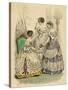 Three French Ladies in Crinolines-L Beclier-Stretched Canvas