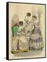 Three French Ladies in Crinolines-L Beclier-Framed Stretched Canvas