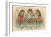 Three Frogs Singing-English School-Framed Giclee Print