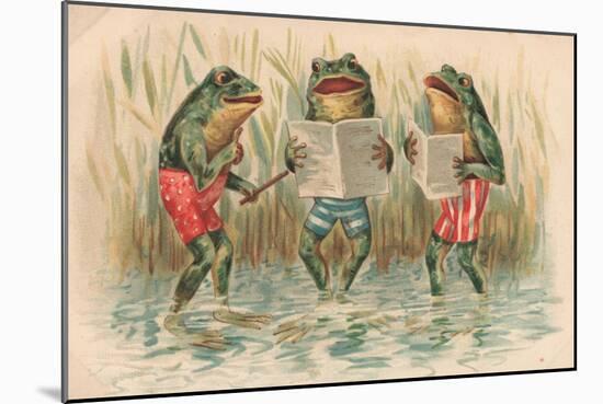 Three Frogs Singing-English School-Mounted Giclee Print