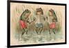 Three Frogs Singing-English School-Framed Giclee Print