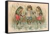 Three Frogs Singing-English School-Framed Stretched Canvas