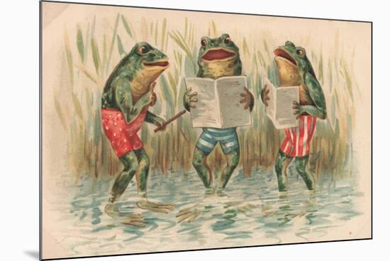 Three Frogs Singing-English School-Mounted Giclee Print