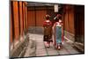 Three Geishas Walking on a Street of Gion (Kyoto, Japan)-Sergii Rudiuk-Mounted Photographic Print