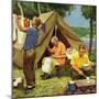 "Three Generations Camping", May 30, 1953-Mead Schaeffer-Mounted Premium Giclee Print