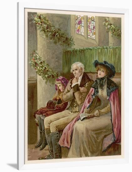 Three Generations in a Church Pew at Christmas Time-Phillips Brooks-Framed Art Print