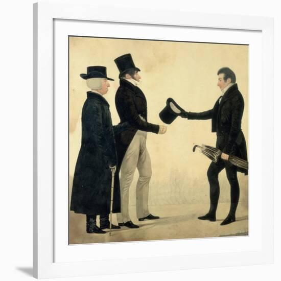 Three Gentlemen Greeting Each Other-Richard Dighton-Framed Giclee Print