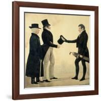 Three Gentlemen Greeting Each Other-Richard Dighton-Framed Giclee Print