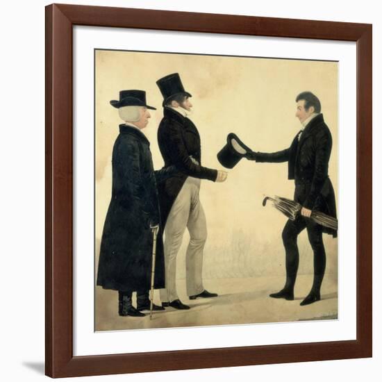 Three Gentlemen Greeting Each Other-Richard Dighton-Framed Giclee Print