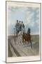 Three Gents Take a Ride in the Country in their Two-Horse Tandem Carriage-null-Mounted Art Print