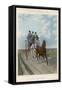 Three Gents Take a Ride in the Country in their Two-Horse Tandem Carriage-null-Framed Stretched Canvas