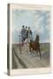 Three Gents Take a Ride in the Country in their Two-Horse Tandem Carriage-null-Stretched Canvas