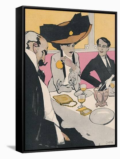 Three German Diners 1910-J. Gose-Framed Stretched Canvas