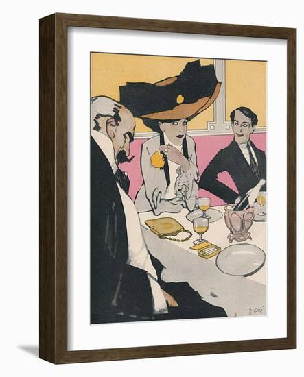 Three German Diners 1910-J. Gose-Framed Art Print