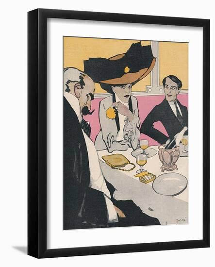 Three German Diners 1910-J. Gose-Framed Art Print