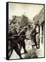 Three German Soldiers Search a Russian Peasant Home-null-Framed Stretched Canvas