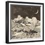 Three Giant White Wolves on Mountains-Florent Bodart-Framed Giclee Print