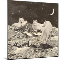 Three Giant White Wolves on Mountains-Florent Bodart-Mounted Giclee Print