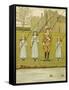 Three Girls and One Boy Fishing. Colour Illustration From 'At Home'-John Sowerby-Framed Stretched Canvas