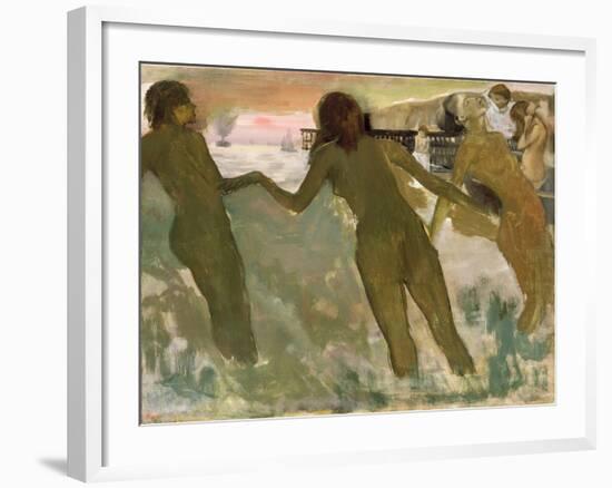 Three Girls Bathing-Edgar Degas-Framed Giclee Print