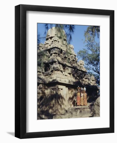 Three Girls Carrying Water Pots, Mahabalipuram (Mamallapuram), Tamil Nadu, India-Sybil Sassoon-Framed Photographic Print