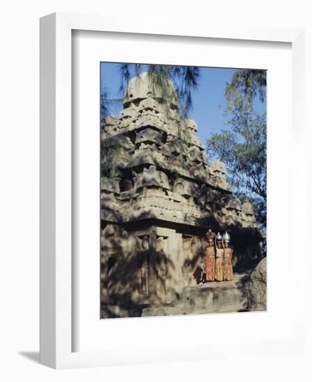 Three Girls Carrying Water Pots, Mahabalipuram (Mamallapuram), Tamil Nadu, India-Sybil Sassoon-Framed Photographic Print