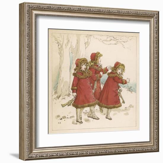 Three Girls in Snow 1900-Kate Greenaway-Framed Art Print