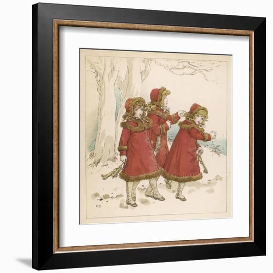 Three Girls in Snow 1900-Kate Greenaway-Framed Art Print