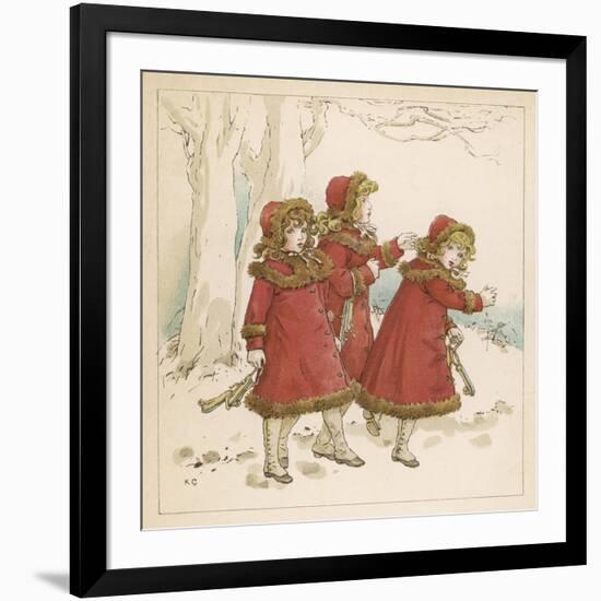 Three Girls in Snow 1900-Kate Greenaway-Framed Art Print