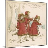 Three Girls in Snow 1900-Kate Greenaway-Mounted Art Print