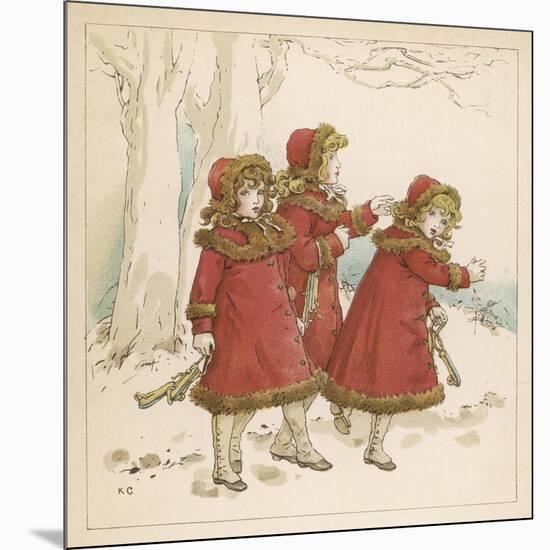 Three Girls in Snow 1900-Kate Greenaway-Mounted Art Print
