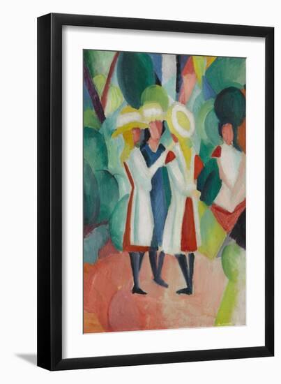 Three girls in yellow straw hats I. 1913-August Macke-Framed Giclee Print