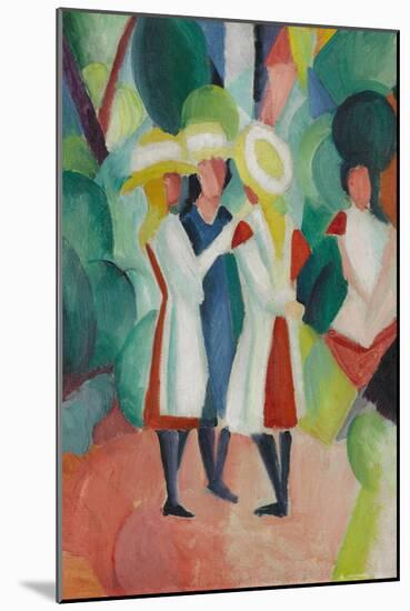 Three girls in yellow straw hats I. 1913-August Macke-Mounted Giclee Print