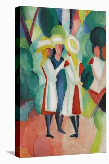 Three Girls in Yellow Straw Hats I-Auguste Macke-Stretched Canvas